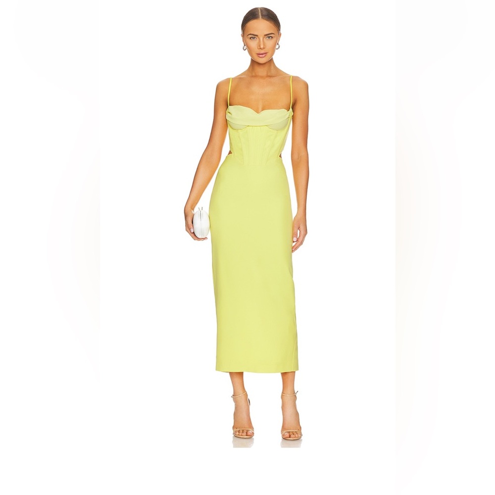 Bardot Lime Corset-Style Maxi Dress